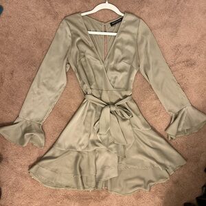 White Fox Boutique Olive Long Sleeve Dress